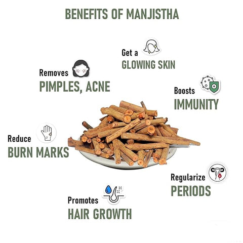 Namo Organics - Organic Manjistha Root Sticks - | 100% Pure Ayurvedic Formula | Manjistha Stick Dried for Skin, Hair, Joint & Immune Support | Ultimate Skin & Health Remedy