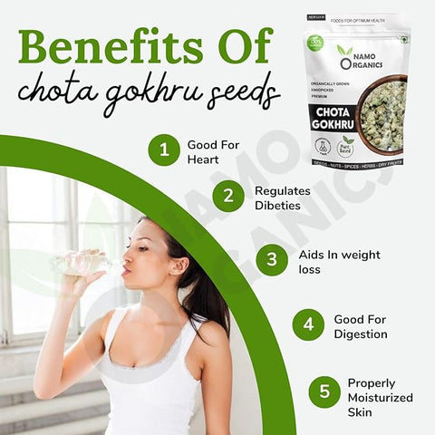 Namoorganics Gokhru Chota, Tribulus Terrestris - Small Caltrops For Diabetes | Better Digestion | Good For Heart