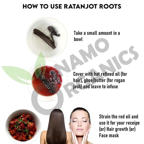 Namo Organics - Ratanjot Root 100 Gr - Raw Alkanet Root - Alkanna Tinctoria