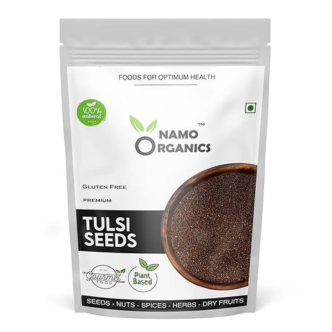 Namoorgaincs- Tulsi Seeds For eating - 150g - Manjari beej For Weightloss - Shyama Tulsi (Edible) - Krishna Basil Seeds