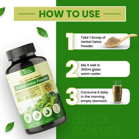 Namo Organics Herbal Detox Powder - With Dandelion Root, Garcinia Cambodia For Weight Loss, Control Cravings, Detox & Cleanse Naturally