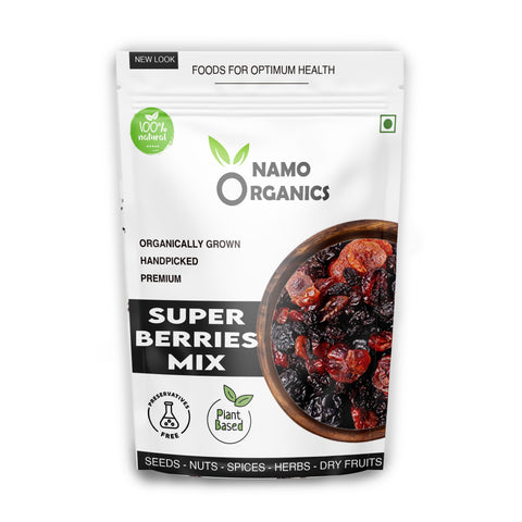 Namo Organics - Super Berry Mix - Dried Mixed Berries | 5+ Berry Dry Fruits like Cranberries, Blueberries, Strawberries, Goji Berries, Black current