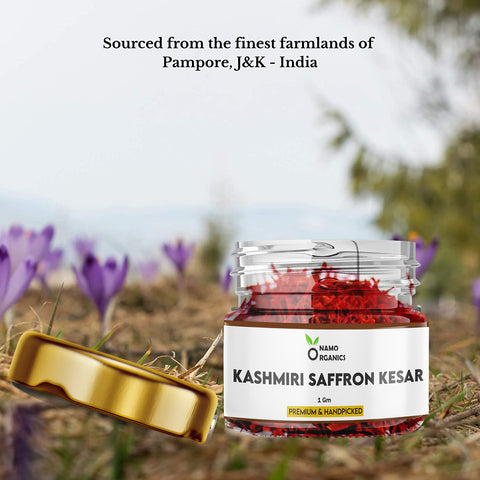 Namo Organics - Pure Kashmiri Saffron - 1 Gm - Antioxidant Powerhouse, Help in Weight Loss , Metabolism & Improves Mood
