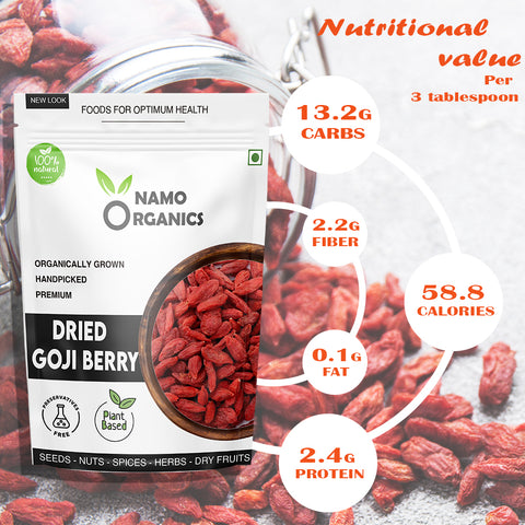 Namo Organics - Dried Goji berries Without Sugar - Unsweetened Dry Fruits Goji berry