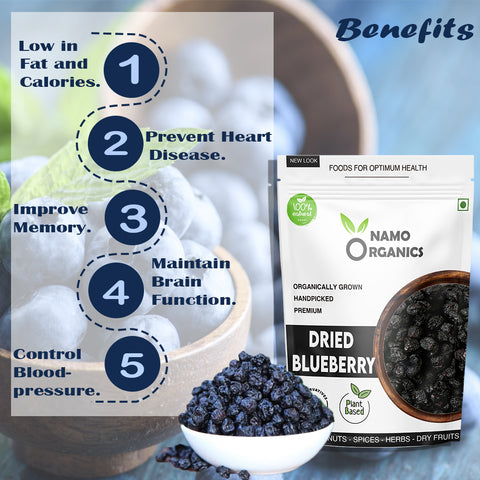 Namo Organics - Dried Whole Blueberries -( Gluten Free, Vegan & NON GMO ) Organic Blueberry Dry Fruit