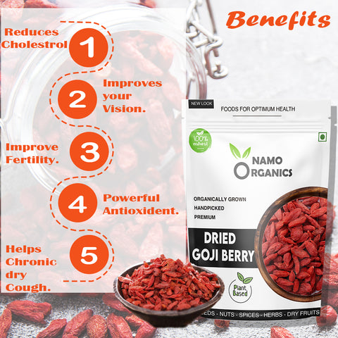 Namo Organics - Dried Goji berries Without Sugar - Unsweetened Dry Fruits Goji berry